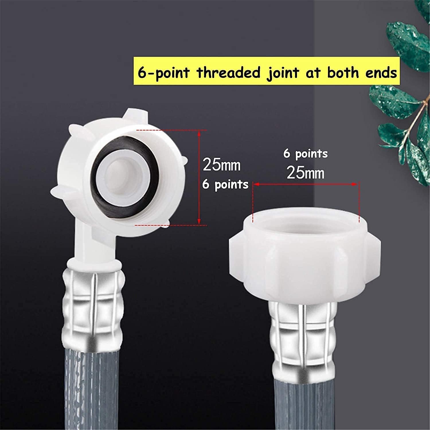 Puri Pro Universal Automatic Drum Cold Water Pipe Flexible 90 Degree Bend Inlet Washing Machine/Dishwasher Tube Hose Explosion-Proof 6-Point Extension Hose with 3/4 inch Connection, Grey, 150cm, 1.5M