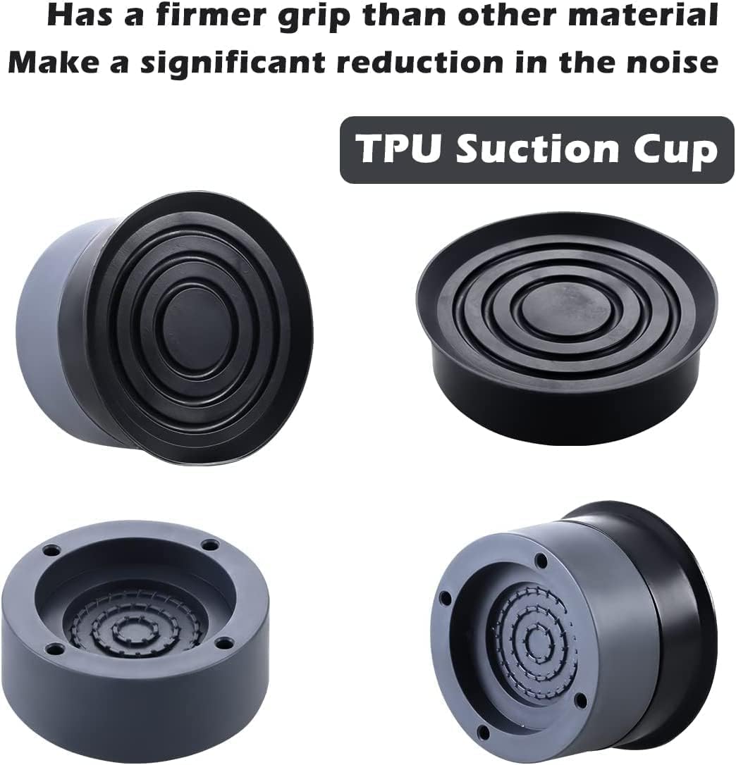 DMG TECH 4Pcs Anti Vibration Pads, Washing Machine Base Feet, Anti-Slip Boosting Shock Absorption and Noise Reduction Pads with Suction Cups for Washer and Dryer Stand Protecting Base