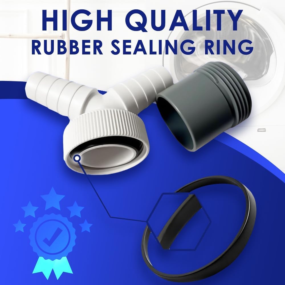 LinJie Y-Shaped Double Outlet Connector for Washing Machines,Equipped with Two Hose Clamps,3-Way Joint,Universal Drain Adapter for Washing Machines and Dishwashers,40mm Outlet