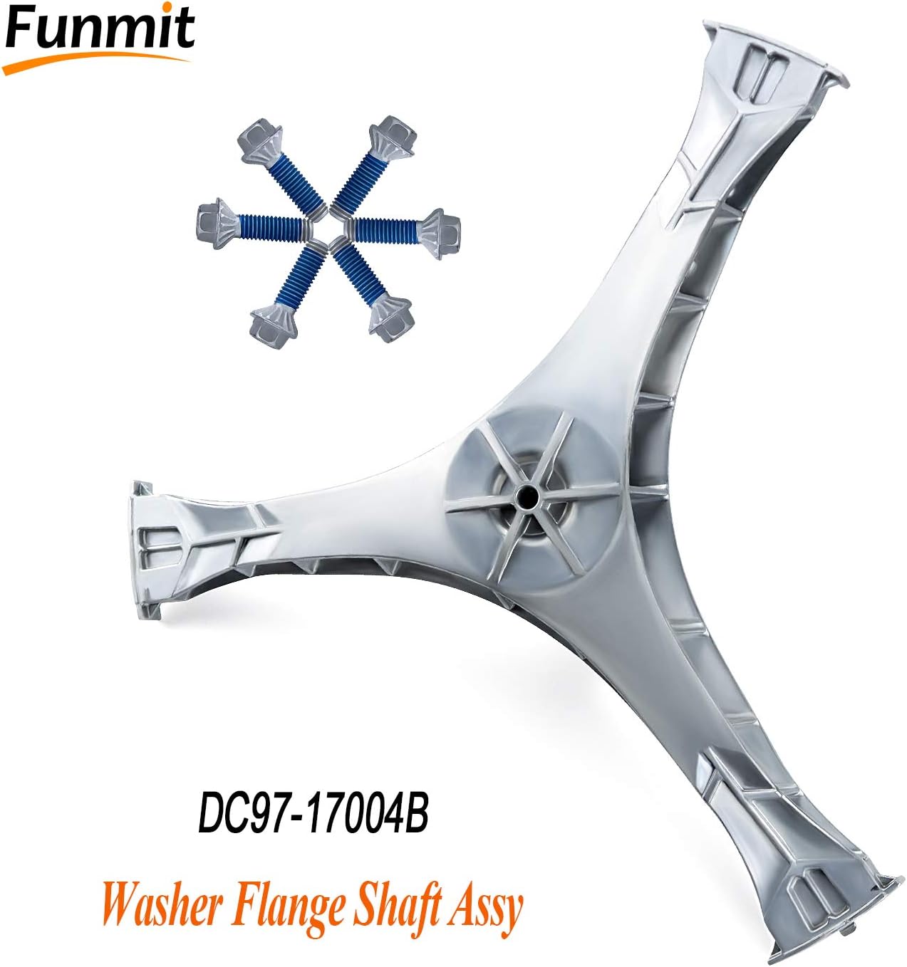 Funmit DC97-17004B Washer Flange Shaft Assembly with DC60-40137A Spider Hex Bolt (6 Pack) Compatible with Samsung Washing Machine Replace DC97-17004E 4000061 AP5800144 PS8764285