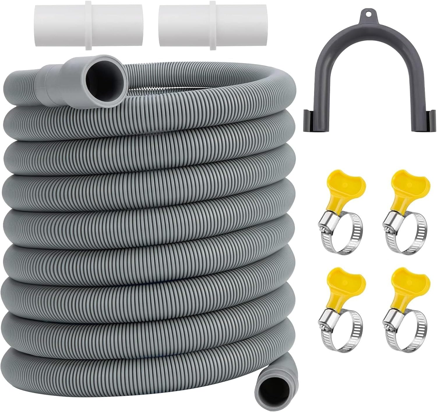 10ft Universal Washing Machine Drain Hose Extension Kit for Washer, Dishwasher - Flexible Discharge for LG/GE/Samsung, Fits up to 1-1/2 Inch Outlets